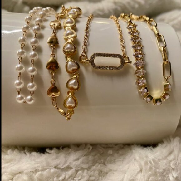 Gold Adjustable Bracelets, Set of 4Pcs, with Gift Box - Picture 2 of 4